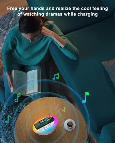 Bluetooth Speaker Night Lightsr,Wireless Charging Modern Speaker,Best Teenage Birthday Gift Ideas Tween Girls Gifts/Please use The Original Adapter