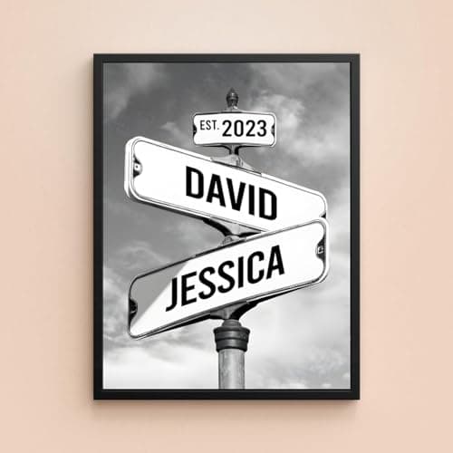 Personalized Vintage Street Sign For Couples Canvas, Best Gift For Сouple, Christmas Gifts for Her Him, Valentines Day Gift for Girlfriend Boyfriend, Wedding Anniversary Street Art Canvas Or Poster
