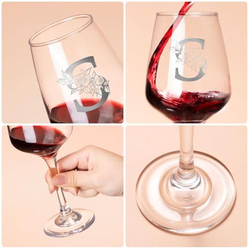 Monogrammed Wine Glass Gifts for Women, Personalized A-Z Wine Glass, Custom Gifts for Women, Unique Birthday Christmas Mother's Day Gift for Her, Mom, Wife, Friends