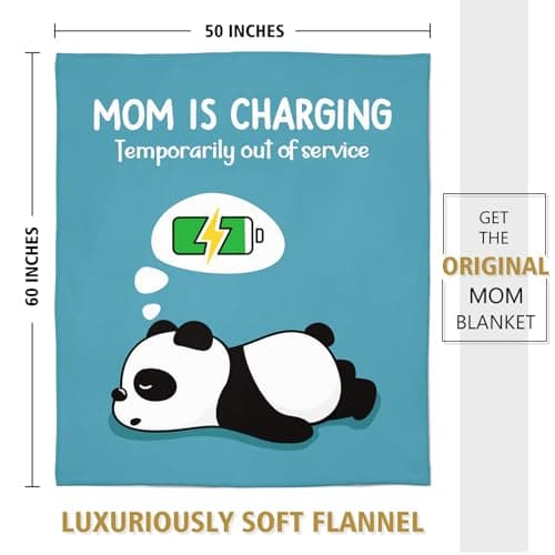 Craftique Gifts for Mom Birthday Christmas- Funny Soft Mom is Charging Blanket- New Moms Gifts for Women, Practical Blanket Throw for Napping Travel, 60”×50”