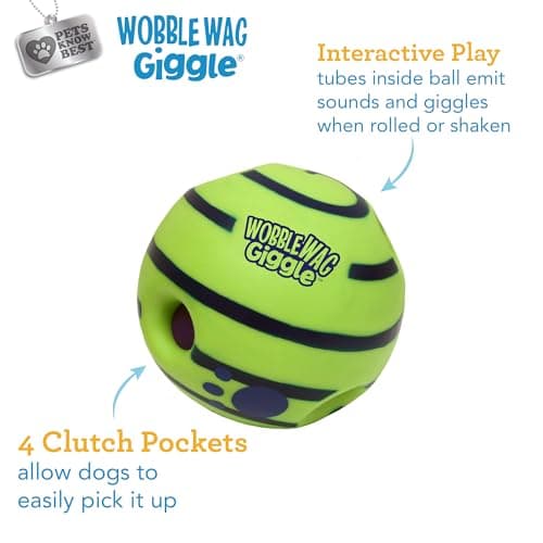 Wobble Wag Giggle Ball | Rolling Enrichment Toy for Fun Playtime, Interactive Play for Indoor or Outdoor, Keeps Dogs & Puppies Large, Medium or Small Busy & Moving, As Seen on TV | Pack of 1