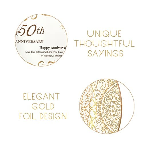 50th Anniversary Wedding Gifts for Couple/Parents/Grandparents, 50th Golden Presents for Marriage, Gold Porcelain Keepsake Plate with Stand, 10 inch