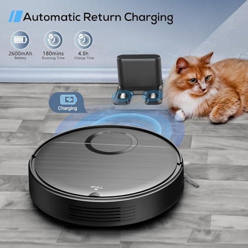 Robot Vacuum and Mop Combo, 2 in 1 Mopping Robotic Vacuum Cleaner with Schedule, Wi-Fi/App/Remote, Strong Suction, Self-Charging, Slim, Ideal for Hard Floor, Pet Hair, Low-Pile Carpet