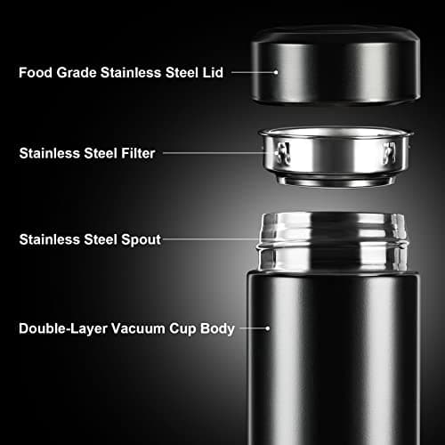 PARACITY Insulated Water Bottle, 17 oz Stainless Steel Water Bottles, Double Wall Vacuum Hot Drinks Thermo, Metal Water Bottle Keeps Hot for 12 Hrs, Cold for 24 Hrs, for Coffee, Tea
