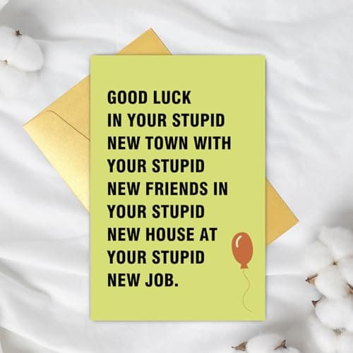 Supoeguk Hilarious Moving Away Gift for Friend, Sarcasm Good Luck Card for Men & Women, Farewell & Goodbye Card