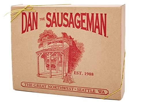 Dan the Sausageman Juneau Gourmet 8 items Gift Basket - Original Summer Sausage, Wisconsin Cheese, Mustard, Craker, Olives, Nuts and Candy | Gift Snack Box