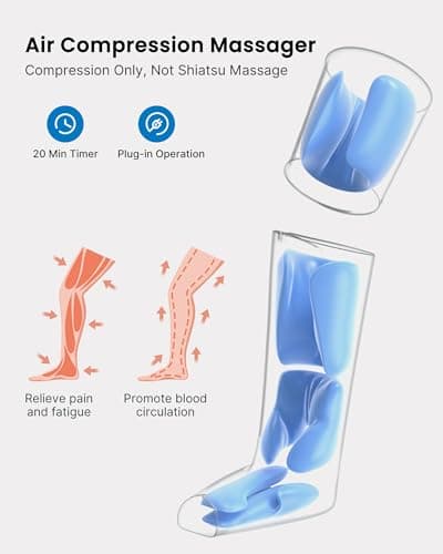 RENPHO Leg Compression Massager, Leg Massager Calf Massager for Circulation and Pain Relief, Effective for Father Mother Reduce Swelling, Grey
