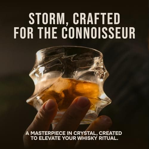 TSUKIGLASS® Storm Premium Japanese Crystal Whisky Glasses Set of 4 - Gift Ready Box, 100% Ultra Clarity Lead-Free Crystal, 10oz Tumblers for Bourbon, Scotch & Cocktails, Luxury Gift for Men