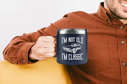 Gifts for Dad from Daughter, Son, Kids on Fathers Day, Christmas - Grandpa Gifts for Christmas - Birthday gifts for Grandpa - Dad Birthday gifts - Funny Mug 14oz, Navy Insulated Stainless Steel