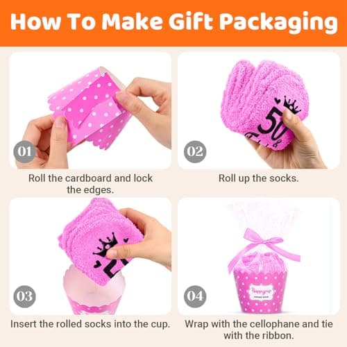 HAPPYPOP 50TH Birthday Gifts for Her - Women Socks for 50 Year Olds for Middle Aged Female Friends