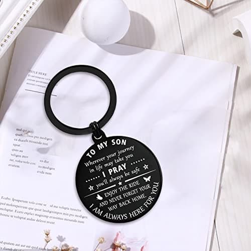 ENGZHI Son Keychain, Son Gifts for Teen Boys, Adult Son Gradution 2025 Present for Birthday Fathers Day Valentines