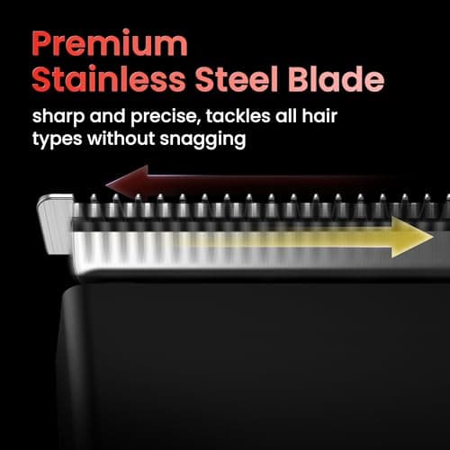 Men's Beard Trimmer with Precision Dial, 20 Adjustable Length Settings for Beard Mustache & Facial Grooming, Cordless Rechargeable, Professional Hair Clipper IPX7 Waterproof Wet/Dry Use, Red