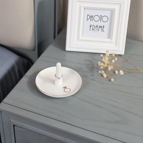 HOME SMILE Ring Holder Printed Ring，Engagement Engaged Wedding Bridal Gifts for Newly Engaged Friend,Daughter, Sister,Newlyweds,BFF