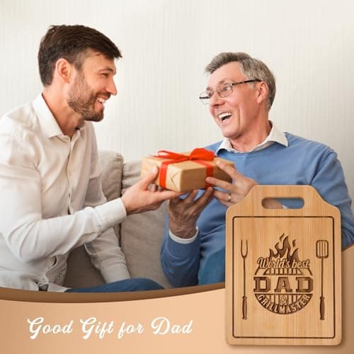 AceThrills Dad Birthday Gift for Dad Gifts Who Wants Nothing from Daughter Son - Engraved Bamboo Cutting Board 12.3"L x 8.7"W x 0.4"Th