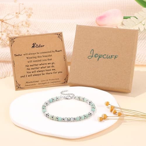 𝗚𝗶𝗳𝘁𝘀 𝗳𝗼𝗿 𝗪𝗼𝗺𝗲𝗻 𝗠𝗼𝗼𝗻𝘀𝘁𝗼𝗻𝗲 𝗕𝗿𝗮𝗰𝗲𝗹𝗲𝘁 Amazonite Colorful Imperial Jasper Stainless Steel Beads Bracelets, Graduation Mothers Day Christmas Birthday Gifts for Her Women