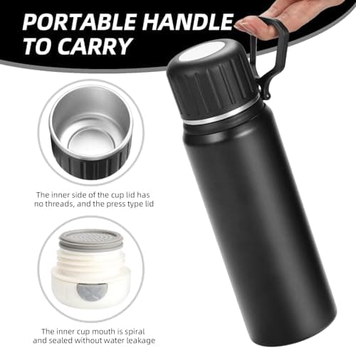 750ml/27 OZ Coffee Thermo with 3 cups, Insulated Water Bottle, Stainless Steel Vacuum Flask Set for Hot and Cold Drinks, Gifts Box
