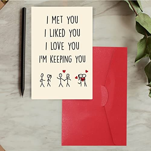 Cheerin Anniversary Day Cards for Him and Her - Romantic Greeting Card with Envelope - Sweet Birthday Card for Husband Wife Girlfriend Boyfriend