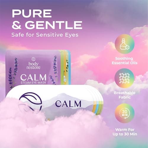 Body Restore Heated Eye Mask for Dry Eyes 5 Pack - Self Heating Warm Compress, Christmas Stocking Stuffers, White Elephant, Birthday Gifts for Women, Men, Stye Eye Treatment, Relaxation - Variety