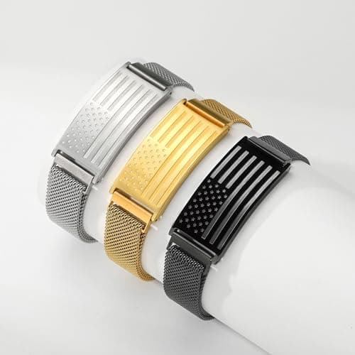 To My Dad/New Dad/Stepdad/Father-in-Law Bracelet, Adjustable Stainless Steel American Flag Bracelet Jewelry, Birthday Valentine Father’s Day Gifts