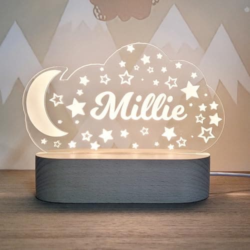 Custom Night Light Cute Personalized Baby Gifts Cloud Butterfly Rainbow Moon & Stars Customized Name Gifts Perfect Personalized Baby Girl Gifts and Customized Baby Gifts