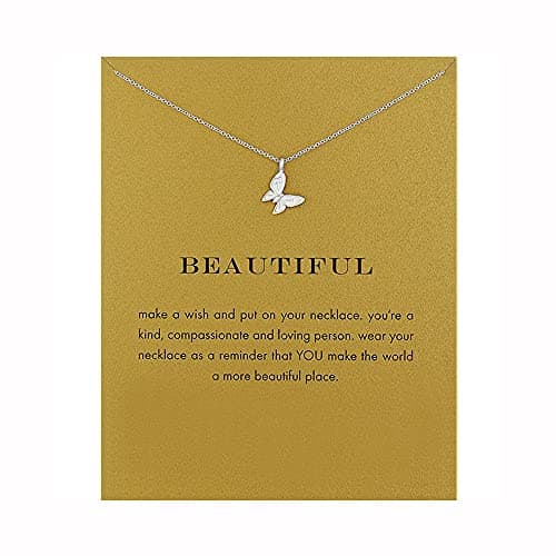 8Pack Friendship Unicorn Necklace Set Good Luck Elephant Pendant Chain Necklace with Message Card Party Favors Birthday for Women (Silver)