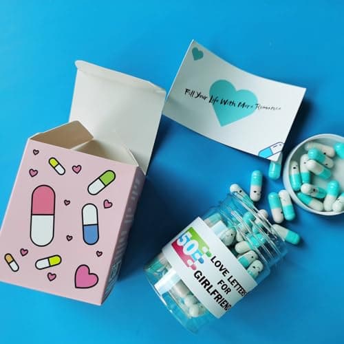 Gifts For Girlfriend Prewritten Message In Capsule Lovely Notes Birthday Anniversary Valentines Day Gifts for Her (Light Blue Girlfriend 50pcs)