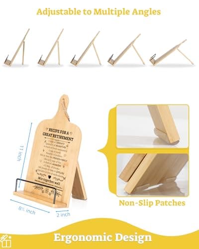 Retirement Gift for Woman, Cookbook Stand, Women Gift Ideas Cookbook Holder, Relaxation Gifts for Women, Recipe Book Stand, Cook Book Stand for Kitchen Counter, Thoughtful Gifts