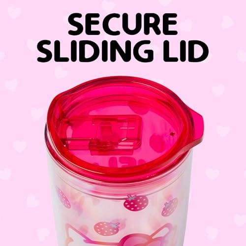 Silver Buffalo Sanrio Hello Kitty Strawberry Double Wall Travel Tumbler with Slide Close Lid, 20 Ounces