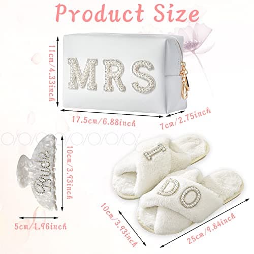 Bride To Be Gift Set - Makeup Bag, Slippers, Robe, Hair Clip - Wedding Gifts