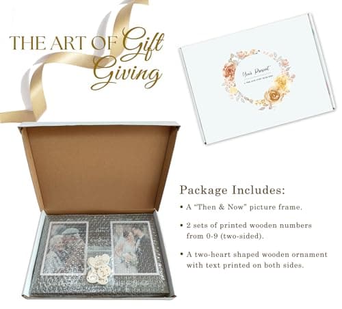 Anniversary Wedding Gifts for Couple Parents Wife Husband. (1-99) Years Then & Now Anniversary Picture Frames(3 Options).