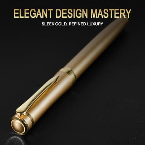 Fountain Pen with Fine Nib | Luxury Gold Finish, Smooth Ink Flow, Complete Set with Ink Cartridges, Converter & Sleeve | Ideal for Professionals, Office, Journaling, and Gifts