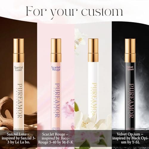 Pheromones Perfumes for Women, 4-pack Giftbox Perfume Set, Amber Vanilla, Saffron Amber, Woody Citrus, Spicy Sandalwood, 1.64fl. Enhanced Scents Pheromone Cologne for Men&Women,Travel Size Perfumes