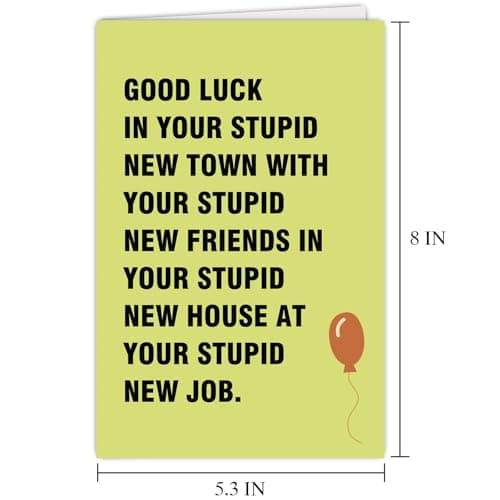 Supoeguk Hilarious Moving Away Gift for Friend, Sarcasm Good Luck Card for Men & Women, Farewell & Goodbye Card