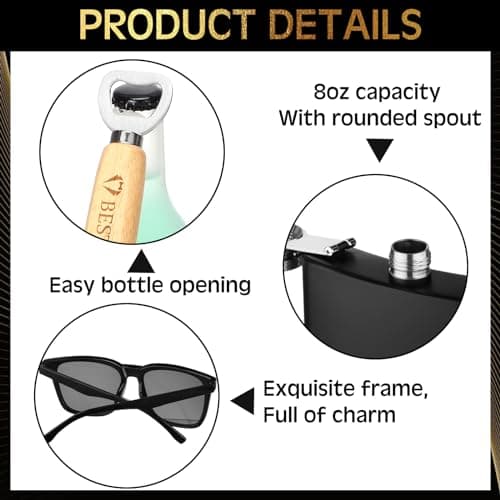 13 Pcs Best Man Proposal Gift Set Stainless Steel Flask Box Bag Shot Glass Bottle Opener Pocket Watch Sunglasses Knife Sock Card Toiletry Bag for Wedding