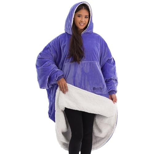THE COMFY Original | Sherpa Lined Microfiber Fleece Wearable Blanket, Oversized Design with Hood and Pocket from Shark Tank