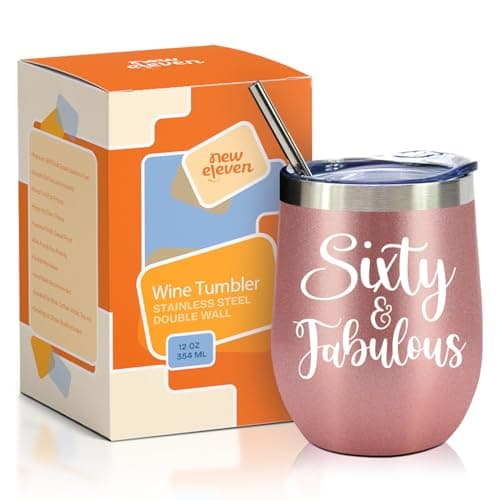 NewEleven 60th Birthday Wine Tumbler - 1965 Birthday Gift For Women | 12 Oz Capacity | Happy 60th Celebration Gift | For Mom, Wife, Aunt
