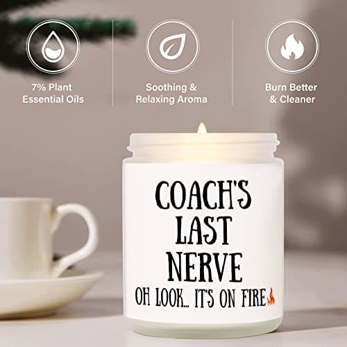 Niyewsor Soccer Coach Gifts, Lavender Scented Soy Wax Candle, Best Coach Christmas Gifts from Basketball/Baseball Team, Thank You Gift for Fitness/Athletic/Personal Trainer, Handmade, 7oz