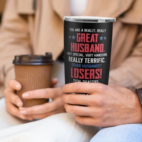 Gifts for Husband from Wife - Fathers Day Gift for Husband - Wedding Anniversary, Birthday, Christmas Gifts for Him - Romantic Love Gift Ideas for Him from Wife - 20 Oz 2-sided Tumbler