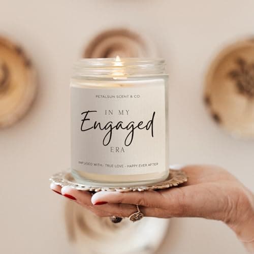 Engagement Gifts for Couples – Lavender Scented Candle for Relaxation & Stress Relief (7oz) – Just Engaged Gifts for Her, Bride to Be, Fiance, Engagement Party Decorations, Handmade