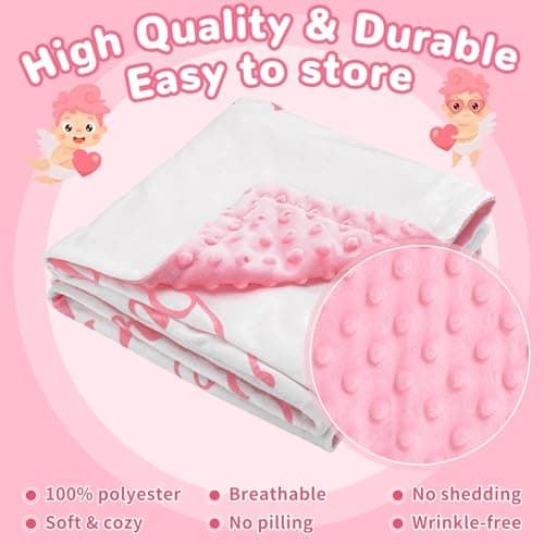 Rtteri Christian Gift for Baby Plush Baby Blanket with Dotted Backing First Communion Gift Baptism Blanket Scripture Swaddle Bible Verse for Newborn Boy Girl Christening Godchild Gift(Pink and White)