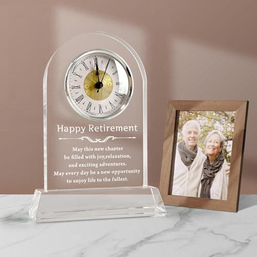 L.Karde Retirement Gift for Women Men Coworker Desk Clock K9 Crystal Keepsakes Retired for Friend Boss for Dad