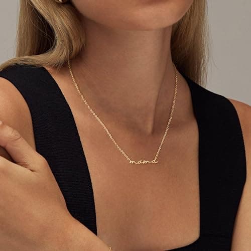 Moodear Mothers Day Gifts Mama Pendant Necklaces for Women - Dainty Small 18K Gold Plated Mom Necklace Non Tarnish Gift for Mom,New Mom Trendy