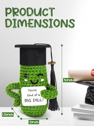 Primo Lines 2025 Graduation Gift - Handmade Crochet Emotional Support Pickle Doll with Cap, 4.73" Cute Knitted Potato Plushie, Unique Keepsake for Graduates, Friends & Anxiety Relief