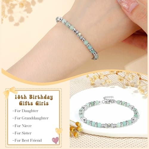 JoycuFF 𝗕𝗶𝗿𝘁𝗵𝗱𝗮𝘆 𝗚𝗶𝗳𝘁𝘀 𝗳𝗼𝗿 𝗪𝗼𝗺𝗲𝗻 𝗠𝗼𝗼𝗻𝘀𝘁𝗼𝗻𝗲 𝗕𝗿𝗮𝗰𝗲𝗹𝗲𝘁𝘀, 6 7 8 9 10 11 Year Old 13th 16th 18th 21st 30th 40th 50th 60th Birthday Gifts Amazonite Moonstone Bracelet