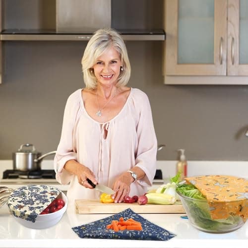 Reusable Beeswax Wrap - 9 Pack Beeswax Wraps for Food, Eco-Friendly Beeswax Food Wraps, with Mesh Grocery Bag & 2 Beeswax Bars, Reusable Food Storage Wrap Set, Sustainable Gifts