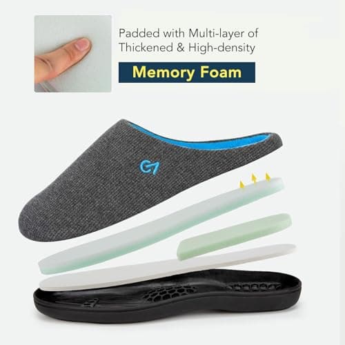 VeraCosy Men's Two-Tone Memory Foam House Slippers Indoor Outdoor Durable Rubber Sole