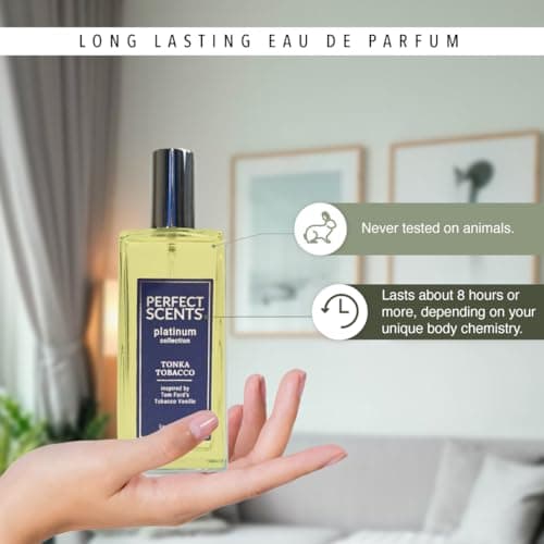 Perfect Scents Fragrances | Inspired by Tom Ford’s Tobacco Vanille | Platinum Collection | Tonka Tobacco | Unisex Eau de Parfum | Paraben & Phthalate Free | Never Tested on Animals | 3.4 Fl Oz