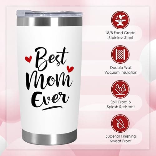 TEEZWONDER Christmas Birthday Gifts for Mom - 20 oz Stainless Steel Insulated Coffee Tumbler with Lid - Mothers Birthday Gifts from Daughter Son, Mothers in Law, Mama, Grandma, Tumblers for Women