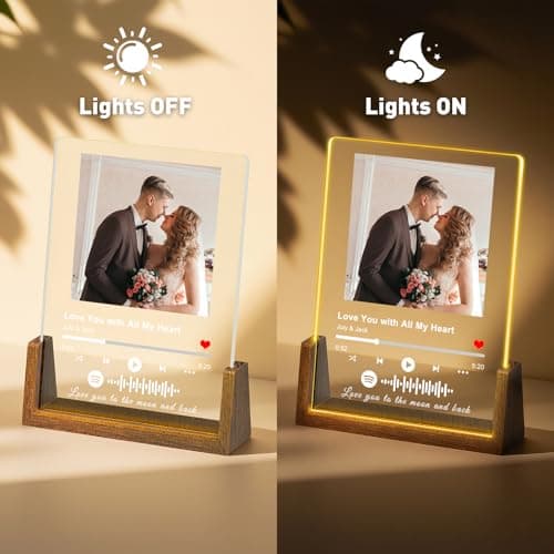 Custom Spotify Plaque-Personalized Picture Frames with Night Light,Music Plaque Frame,Personalized Anniversary Birthday Gifts for Women Men Girlfriend Boyfriend Couples