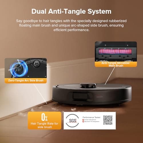 roborock QV 35S Robot Vacuum and Mop, All-in-one Vacuum Cleaner, 10,000Pa Powerful Suction, Self Emptying & Refilling, Self Mop Washing & Air Drying, Anti-Tangle Brushes for Home, Pet Hairs, Black